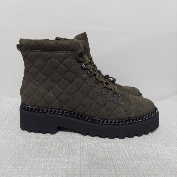 Vince Camuto Women's Maissa Quilted Suede Lace-Up Boots Size 11 Green - Picture 1 of 9